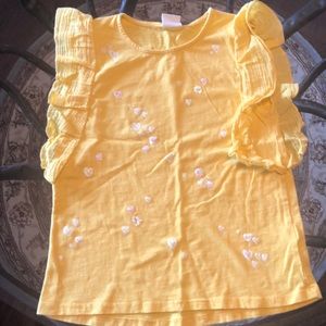 Zara Golden Yellow Glittered Hearts Tank Top